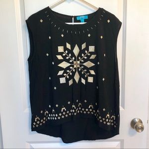 Black Blouse with Gold Embroidery